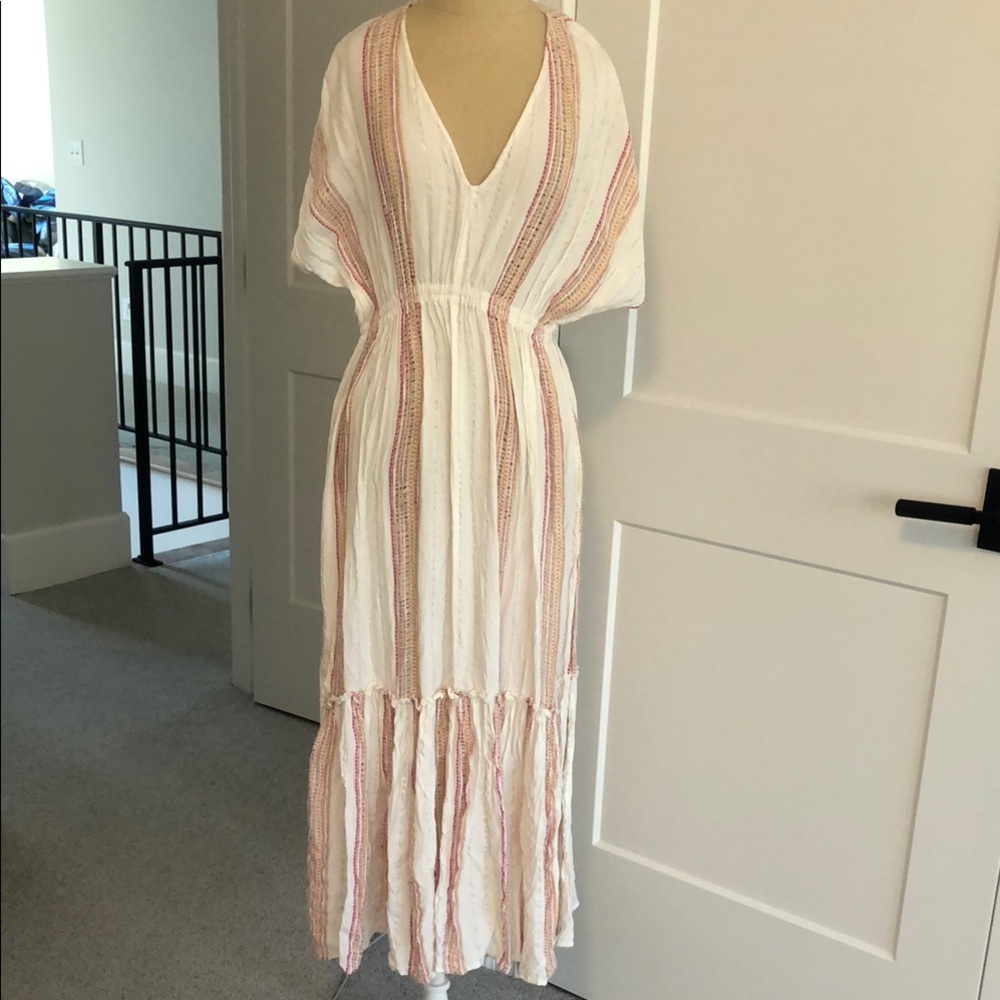 Elan White & Red Striped Maxi Dress – Size Medium